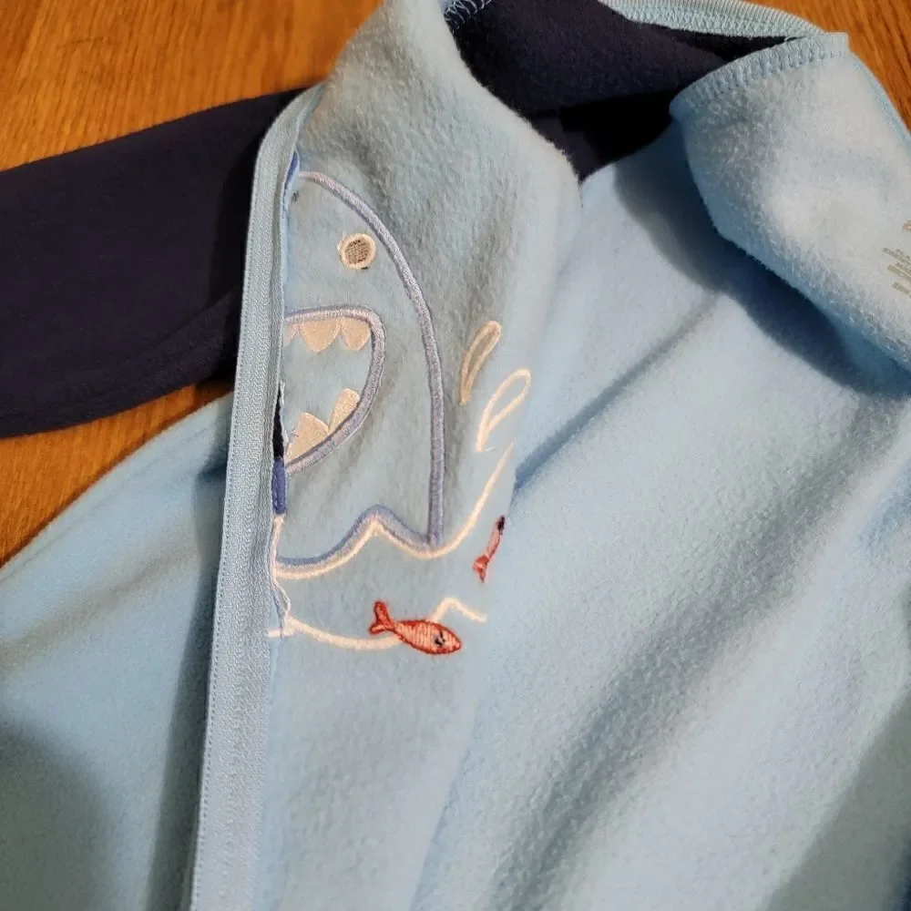Boys Shark One Piece Pijama With Non Skid Sole Socks Blue Size 5 Years New